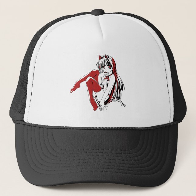 Gorra De Camionero R & B Manga, Neko Catgirl Furry Loli Anime (Anverso)