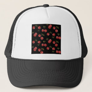 Gorra De Camionero RAB Rockabilly Cerezas Muy Cerezas En Negro