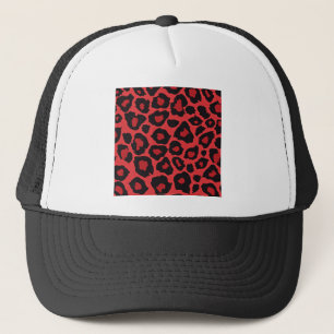 Gorra De Camionero RAB Rockabilly Estampado Leopardo Rojo Negro