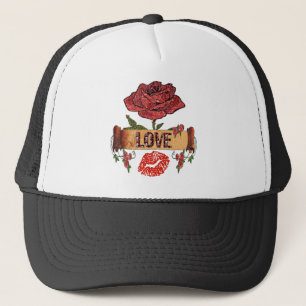 Gorra De Camionero RAB Rockabilly San Valentín Rosas, Amor y Pintalab