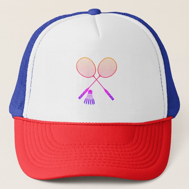 Gorra De Camionero Racas de Badminton Shuttlecock Birdie Ombre (Anverso)