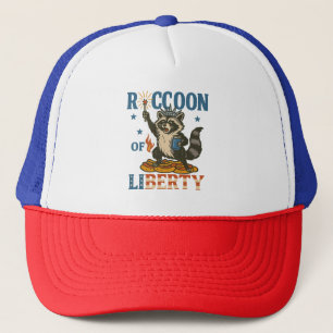 Gorra De Camionero Raccón de la Libertad Gracioso animal patriótico