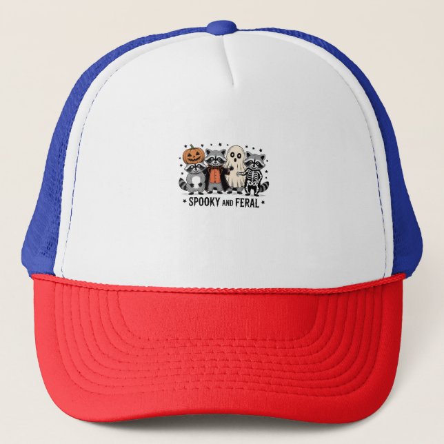 Gorra De Camionero Raccoon de Halloween con fantasía y gracia (Anverso)