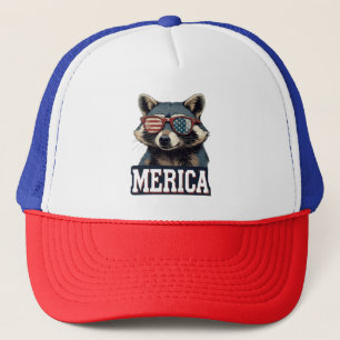 Gorra De Camionero Raccoon Merica 4 de julio patriótico