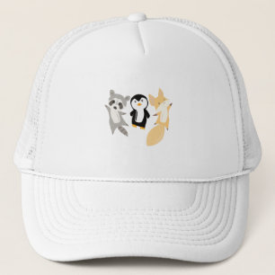Gorra De Camionero Raccoon Pingüino Fox Gracioso Animales Para Niños