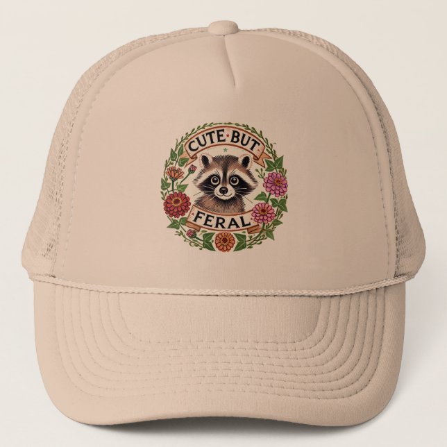 Gorra De Camionero Raccoon retro pero feral (Anverso)
