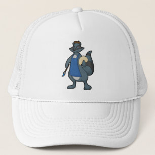 Gorra De Camionero Racoon como pintor con pincel