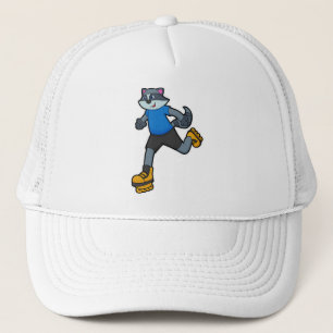 Gorra De Camionero Racoon como Skater con patines en línea