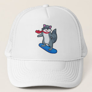 Gorra De Camionero Racoon como Snowboard con Snowboard y Scarf