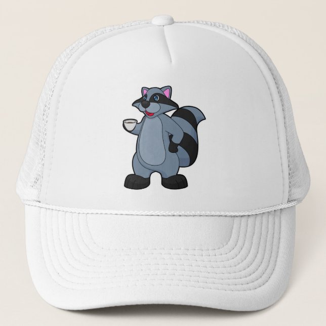 Gorra De Camionero Racoon con copa de café (Anverso)