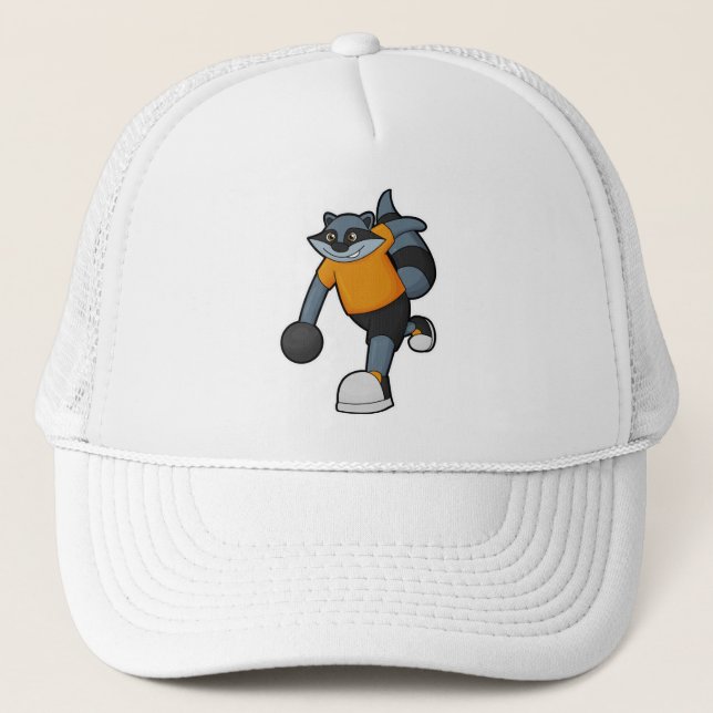 Gorra De Camionero Racoon en Bowling con bolas (Anverso)