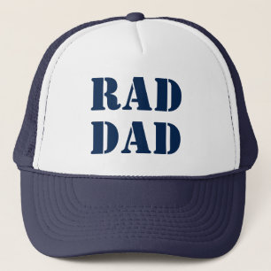 Gorra De Camionero Rad Dad azul marino blanco moderno tipografía fres