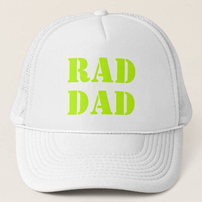 Gorra De Camionero Rad Dad neon green moderna typography cool (Anverso)