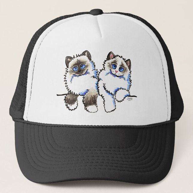 Gorra De Camionero Ragdoll Cats par de muñecas Off-Leash Art™ (Anverso)
