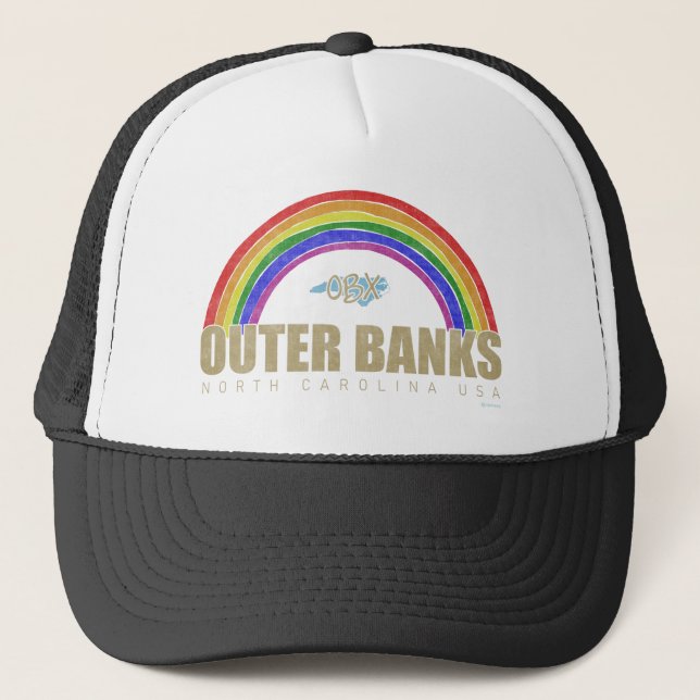 Gorra De Camionero Rainbow Outer Banks OBX North Carolina USA Vintage (Anverso)