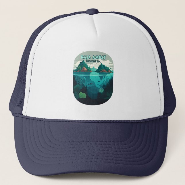 Gorra De Camionero Raja Ampat Indonesia Subacuática Scuba Retro (Anverso)