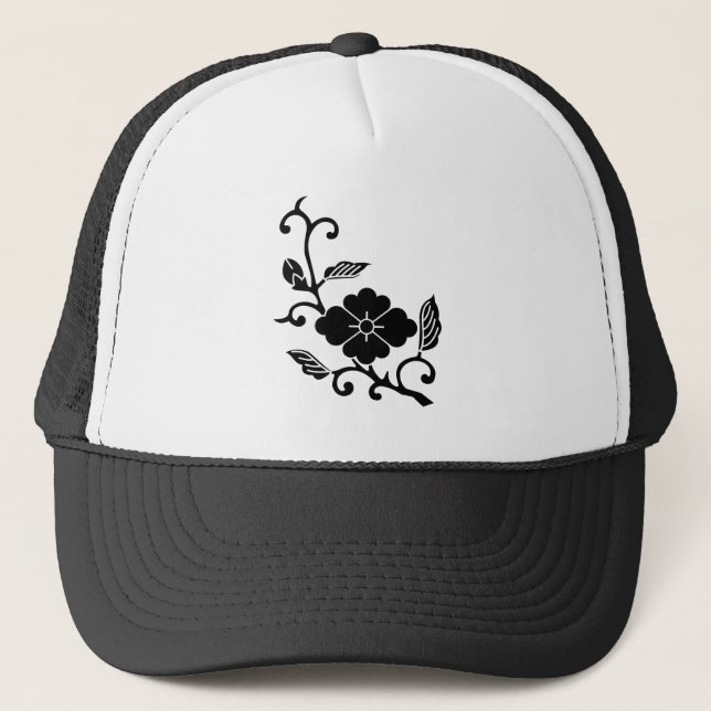 Gorra De Camionero Rama de flor china rómbica (Anverso)