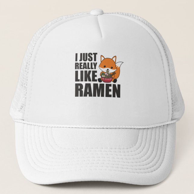 Gorra De Camionero Ramen Japonés Noodle Cute Fox come Ramen (Anverso)