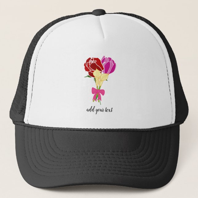 Gorra De Camionero ramo de flores personalizar (Anverso)