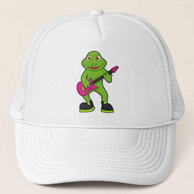 Gorra De Camionero Rana como músico con guitarra (Anverso)