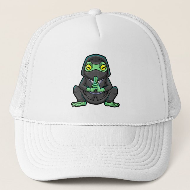 Gorra De Camionero Rana como Ninja en negro (Anverso)