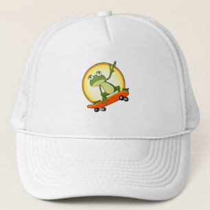 Gorra De Camionero Rana como patinador con patineta