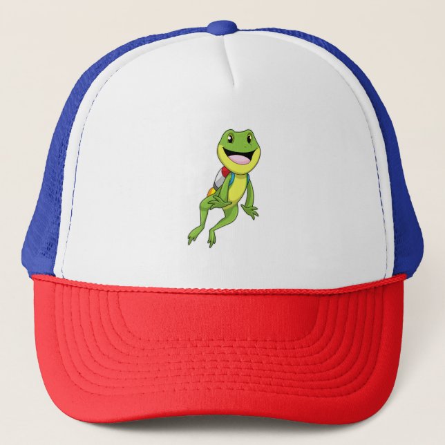 Gorra De Camionero Rana con Jetpack (Anverso)