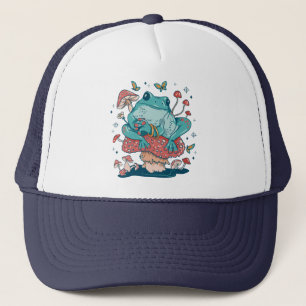 Gorra De Camionero Rana de Cottagecore en casa de setas