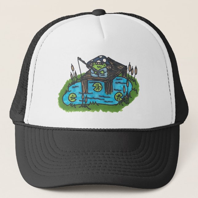 Gorra De Camionero Rana de pesca dulce y divertida (Anverso)