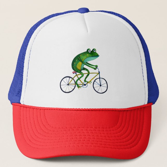 Gorra De Camionero Rana En Bicicleta (Anverso)