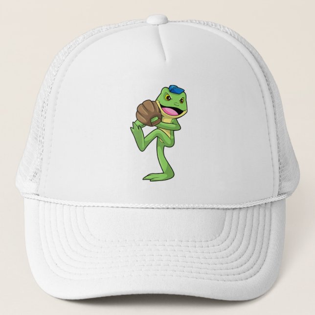 Gorra De Camionero Rana en el béisbol con guantes (Anverso)