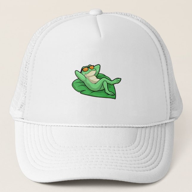 Gorra De Camionero Rana en hojas con gafas de sol (Anverso)