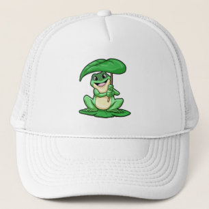Gorra De Camionero Rana en hojas con paraguas