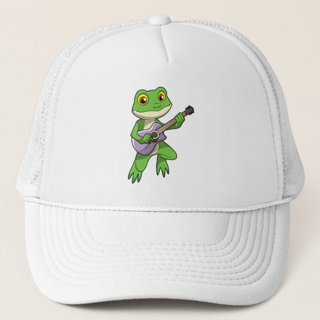 Gorra De Camionero Rana en la música con guitarra (Anverso)