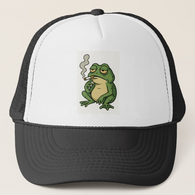 Gorra De Camionero Rana Fumadora Relajada  (Anverso)