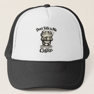 Gorra De Camionero Rana Gruñona Divertida Bebiendo Café