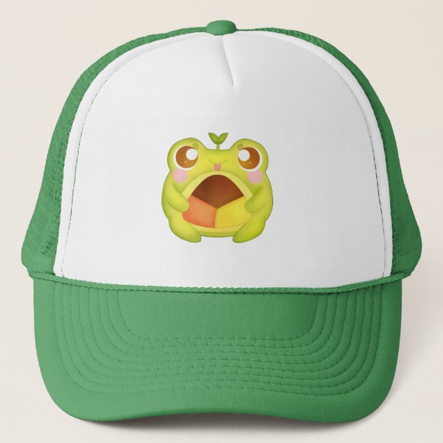 Gorra De Camionero Rana verde dulce que contiene galleta de polvorón  (Anverso)