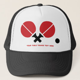 Gorra De Camionero Raquetas de ping pong de ping pong y pelota negra,