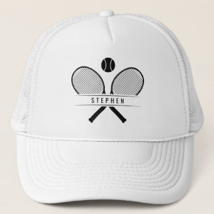 Gorra De Camionero Raquetas de tenis y nombre del jugador de tenis