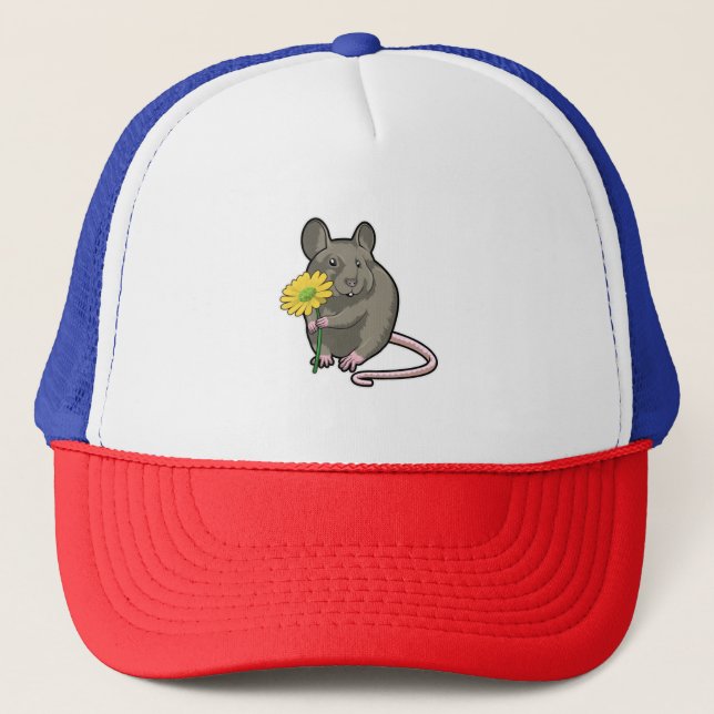 Gorra De Camionero Rata con flor amarilla (Anverso)