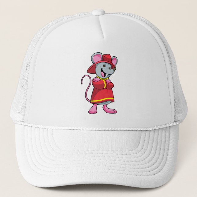 Gorra De Camionero Ratón como bombero con casco (Anverso)