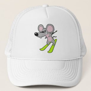 Gorra De Camionero Ratón como esquiador con esquí