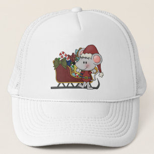 Gorra De Camionero Ratón de Santa con el trineo
