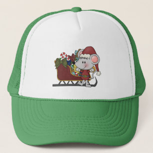 Gorra De Camionero Ratón de Santa con el trineo