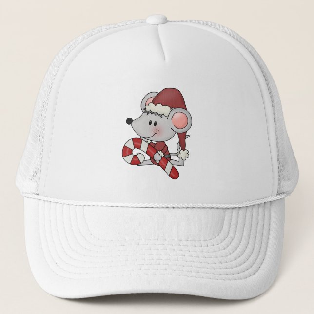 Gorra De Camionero Ratón del navidad con el bastón de caramelo (Anverso)