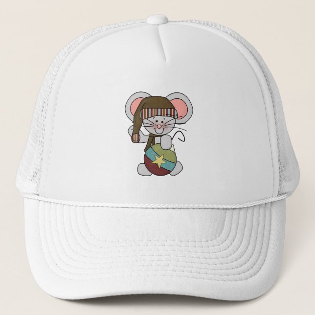 Gorra De Camionero Ratón del navidad con el ornamento (Anverso)