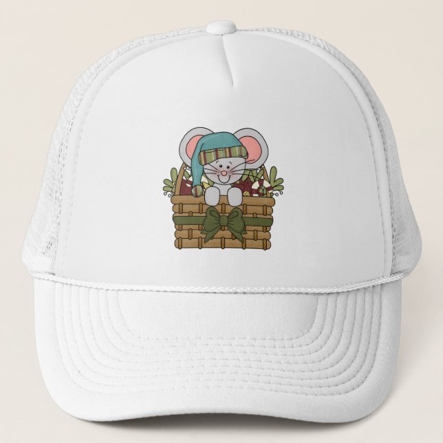 Gorra De Camionero Ratón del navidad en cesta (Anverso)