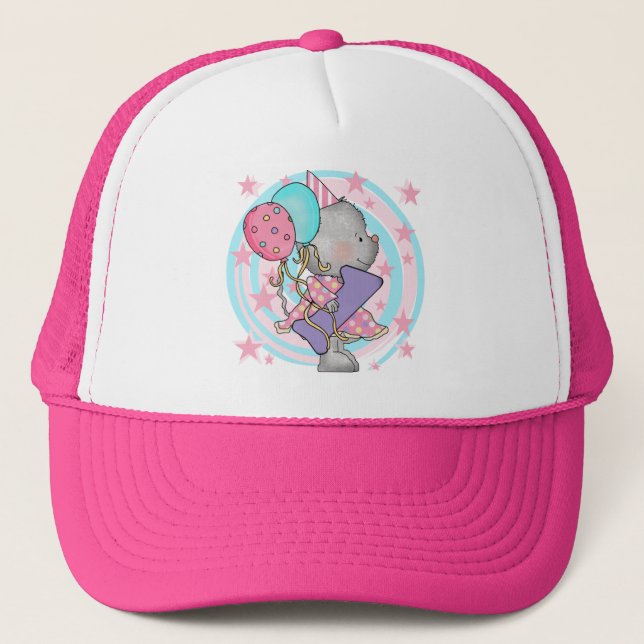 Gorra De Camionero Ratón Primer cumpleaños camisetas y regalos (Anverso)