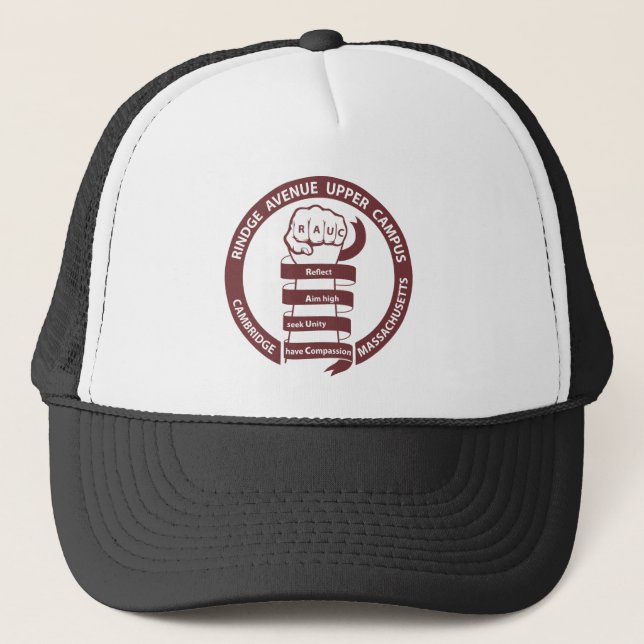 Gorra De Camionero RAUC Trucker Style Hat Maroon Logo (Anverso)