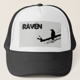 Gorra De Camionero Raven en el árbol blanco y negro